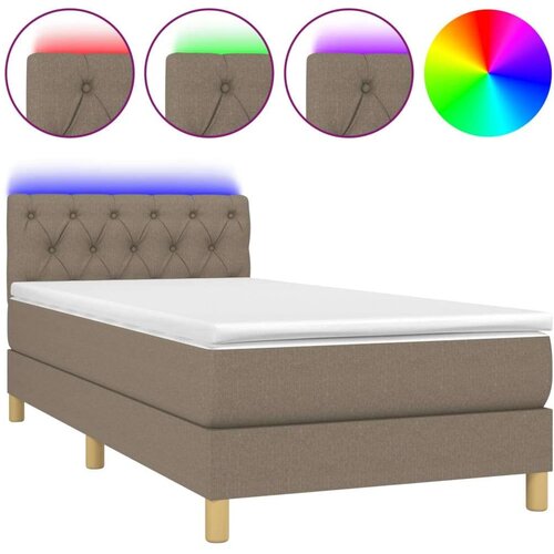  Krevet box spring s madracem LED smeđesivi 80 x 200 cm tkanina Slike