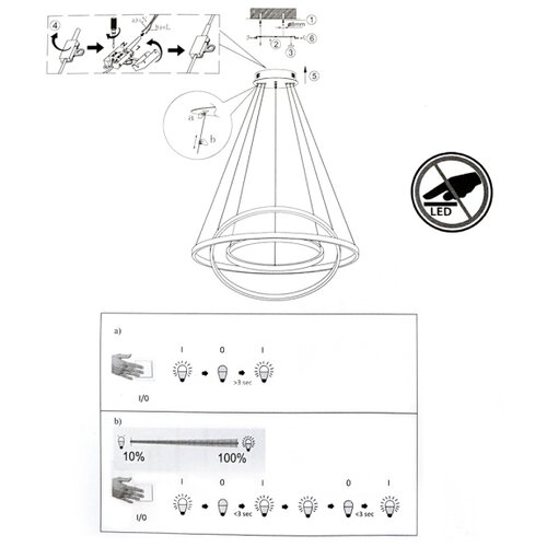  LED prigu&amp;scaron;iva lampa na sajli CIRCLE LED/15W/230V + LED/20W + LED/25W Slike