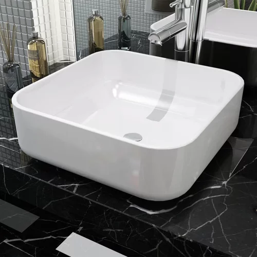 vidaXL umivaonik pravokutni keramički bijeli 38x38x13,5 cm