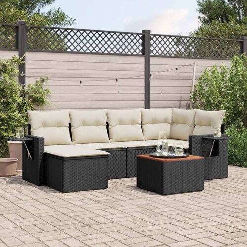  7-dijelni set vrtnih sofa od poliratana s jastucima crni Crna 62 x 62 x 69 cm Cene