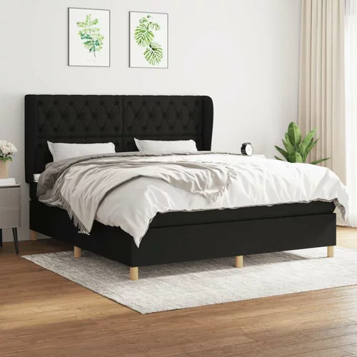  Box spring postelja z vzmetnico črna 160x200 cm blago, (20792089)