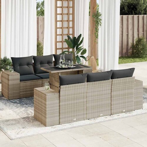 vidaXL 7-dijelni set vrtnih sofa svjetlosivi od poliratana Cijene