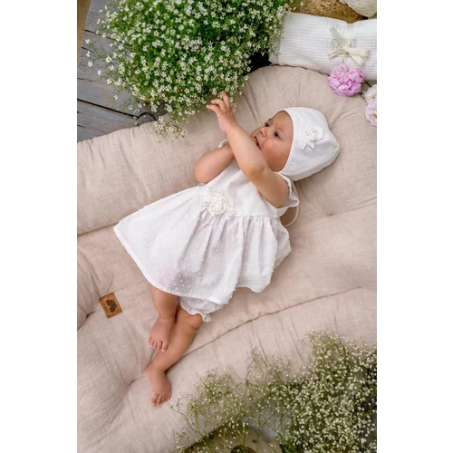 Jamiks Pamučna haljina za bebe boja: bijela, mini, širi se prema dolje