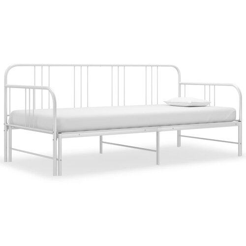 VidaXL Izvlečni posteljni okvir bel iz kovine 90x200 cm Slike
