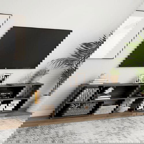 VidaXL TV omarica visok sijaj siva 149x30x52 cm iverna plo&amp;scaron;ča Slike