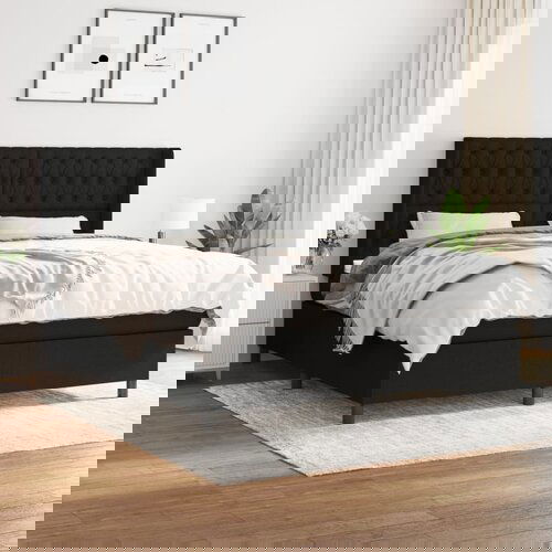The Living Store Box spring postelja z vzmetnico črna 180x200 cm blago - Box Spring Postelja, (21514139) Slike