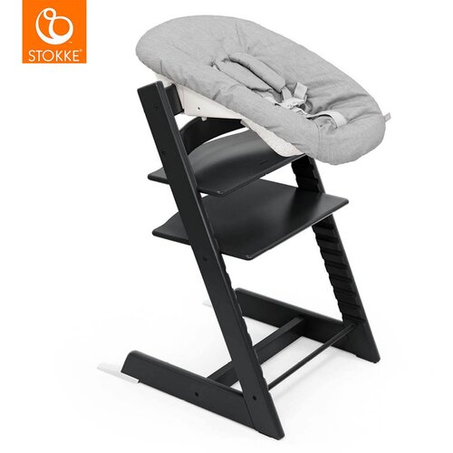 Stokke otro&amp;scaron;ki stolček tripp trapp&amp;reg; black + vstavek za novorojenčka tripp trapp&amp;reg; grey Slike