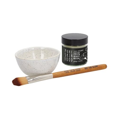 Pure Skin Food self care set for face masks - organic purifying green beauty mask - maska za nečisto in mešano kožo Cene