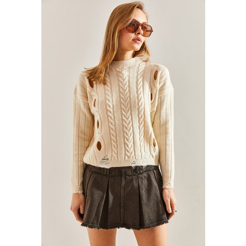Bianco Lucci Women's Braided Patterned Knitwear Sweater Slike