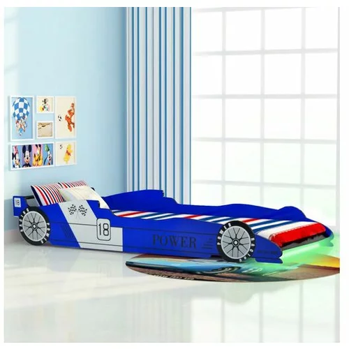  Otroška postelja LED dirkalni avtomobil 90x200 cm modre barve