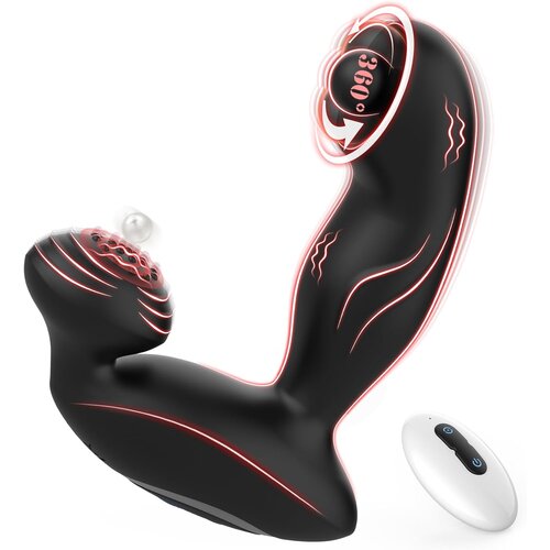 SuperLove 3in1 Rotating Bead Prostate Massager with Remote Black Slike