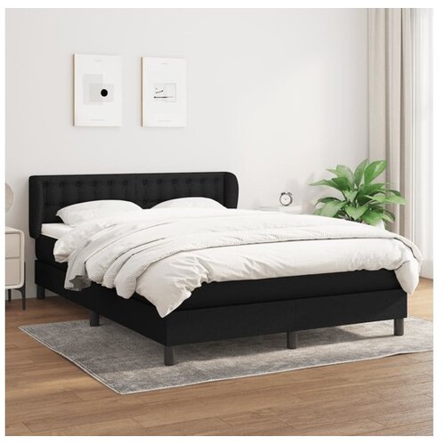  Box spring posteljni z vzmetnico črn 140x190 cm blago Cene