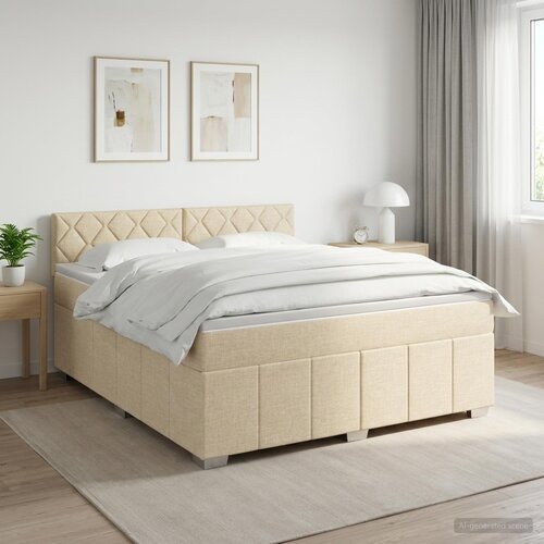  Boxspring krevet s madracem Krem 140 x 190 cm Tkanina Slike