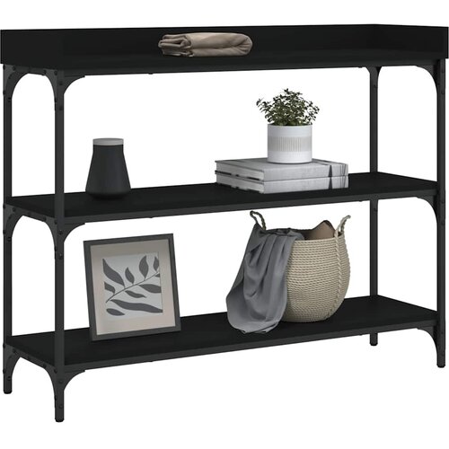  Konzolni stol s policama crni 100 x 30 x 80 cm Slike