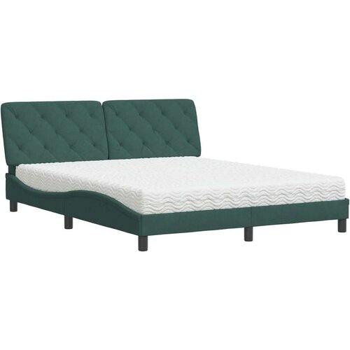 VidaXL Krevet s madracem tamnozeleni 160x200 cm bar&amp;scaron;unasti Slike