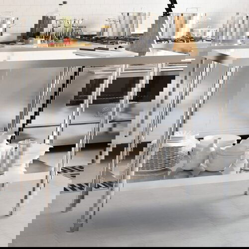 VidaXL Kuhinjski radni stol 110 x 55 x 85 cm od nehrđajućeg čelika Slike
