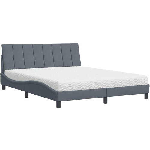 VidaXL Postelja z vzmetnico temno siva 160x200 cm žamet, (21166071) Slike