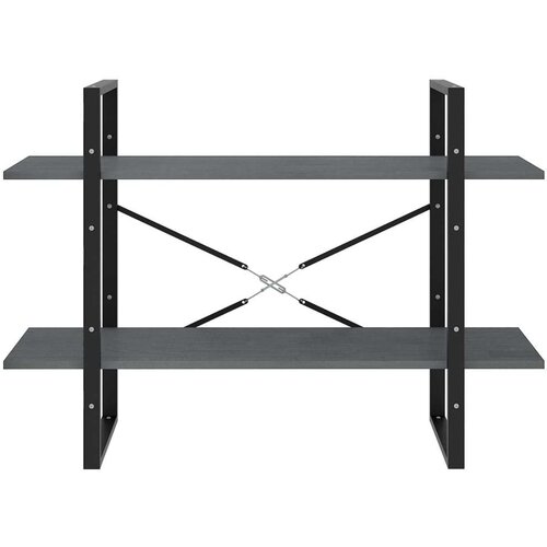 VidaXL Knjižna omara 2-nadstropna siva 100x30x70 cm trdna borovina Slike
