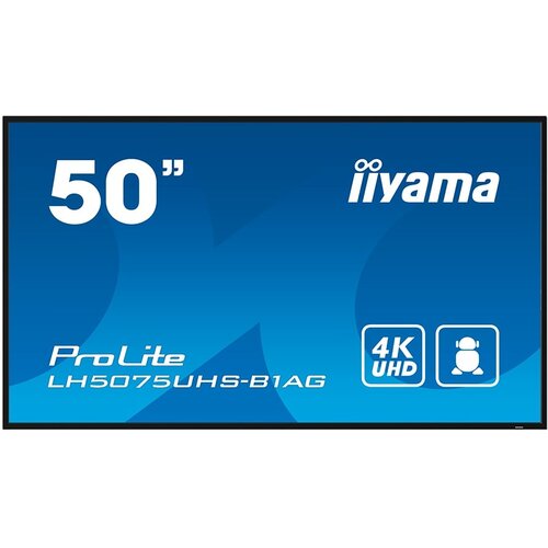 Iiyama lfd LH5075UHS-B1AG 50" 4K uhd va 3840 x 2160 @60Hz 500 cd/m² 5000:1 9.5ms android 11 os, iisignage², failover, eshare landscape, portrait Cene