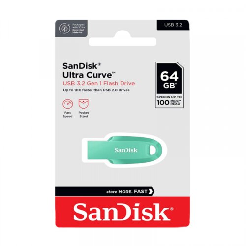 San Disk usb flash memorija ultra curve 3.2 64GB zelena Cene