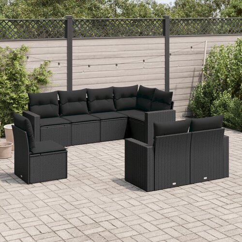  8-dijelni set vrtnih sofa od poliratana s jastucima crni Cijene