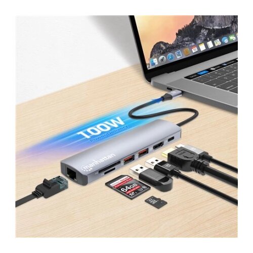 Manhattan USB-C PD 7-in-1 4K Multiport Hub Cene