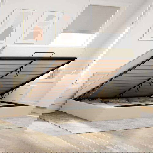 vidaXL Otomanski posteljni okvir z vzmetnico krem 160x200 cm blago Cene