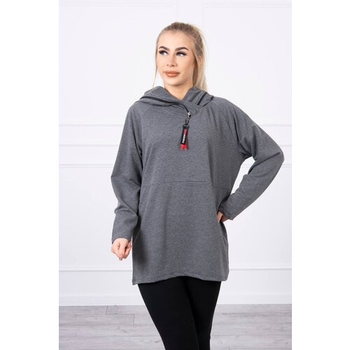 Kesi Tunic with zipper on hood Oversize graphite Slike