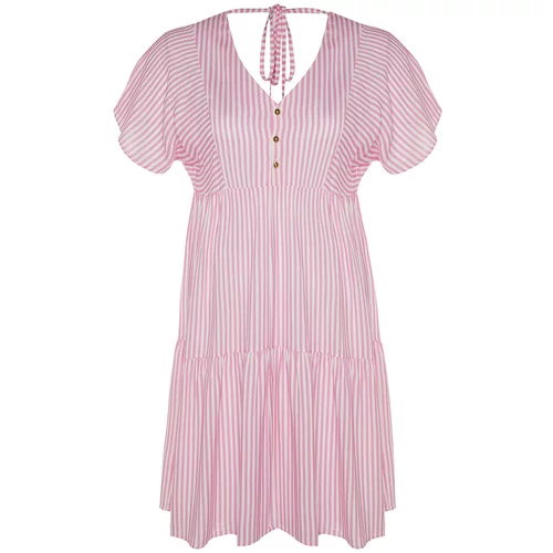 Trendyol Curve Pink Striped Woven Dress