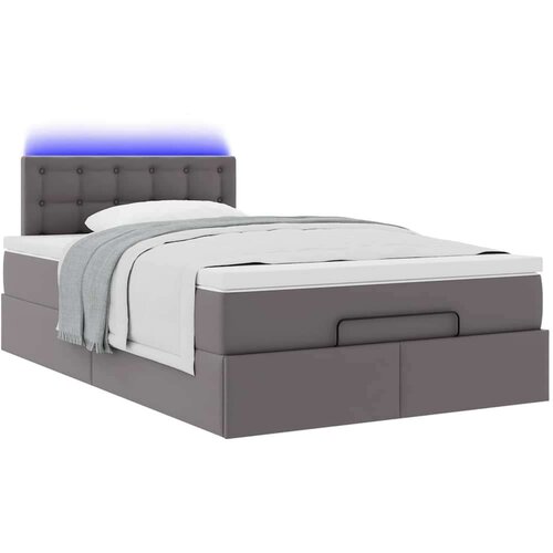 VidaXL otomanski okvir kreveta s madraca sivi 120x190cm umjetne kože Slike