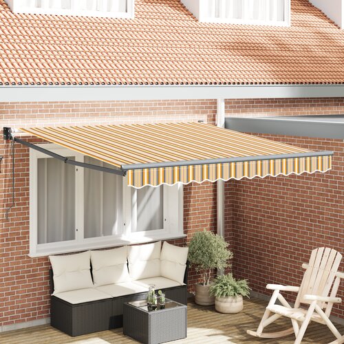VidaXL avtomatska retraktibilna tenda večbarvna črta 350x250 cm Slike