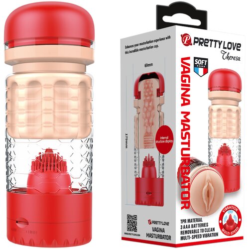 Pretty Love Emily crveni masturbator sa vibracijom od TPE-a &amp;mdash; 18 cm &amp;mdash; BM 900T65 1 Slike