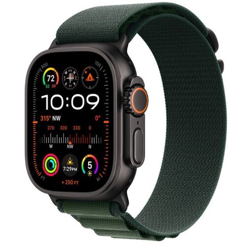 Apple Watch Ultra 2 49mm Black Titanium Case with Dark Green Alpine Loop MX4R3QA/A Slike