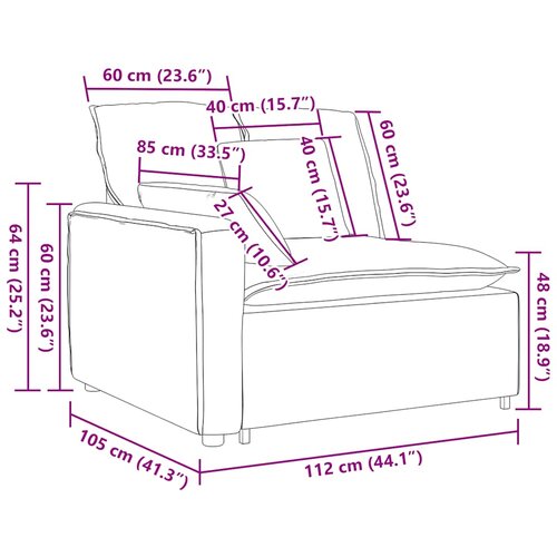  Modularni kauč s naslonom za ruke i jastucima bež boje 100 cm Slike