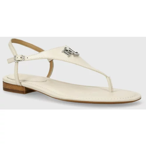 Polo Ralph Lauren Usnjeni sandali Ellington ženski, bež barva, 802935549002