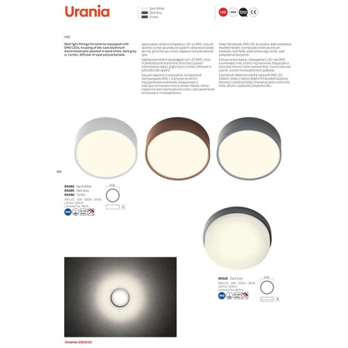  Redo 90494 - URANIA LED spoljna plafonska svetiljka LED/10W/230V 3000K IP65, bela Slike