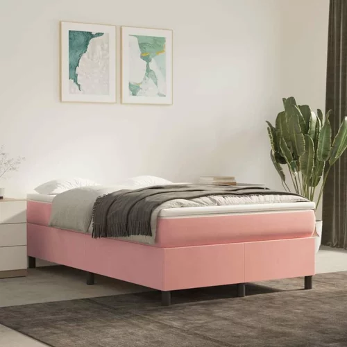 Box spring postelja z vzmetnico roza 120x200 cm žamet, (20791941)