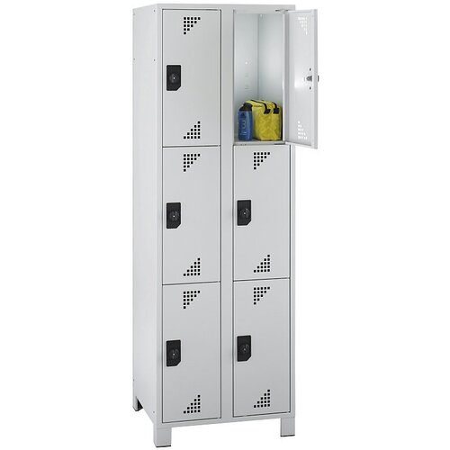 eurokraft pro Omara s predelki z zaklepanjem, višina predelka 558 mm, VxŠxG 1800 x 600 x 500 mm, 6 predelkov, cela svetlo siva Cene