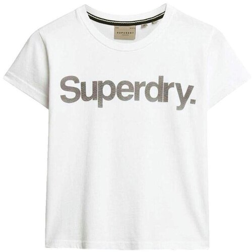 Superdry Majice s kratkimi rokavi T-shirt Core Logo City blanc ajusté Bela Cene
