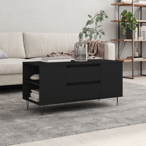  The Living Store Klubska mizica črna 102x44,5x50 cm inženirski les - Klubska Mizica, (21445010) Slike