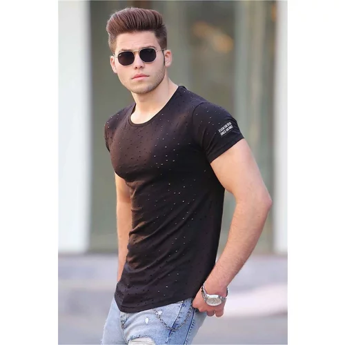 Madmext Ripped Detailed Black T-Shirt 2883