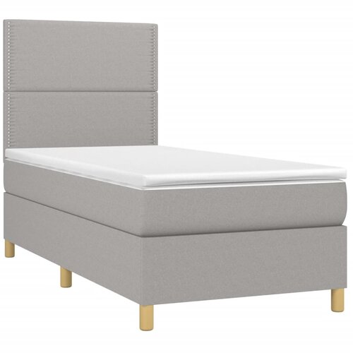  Krevet box spring s madracem LED svjetlosivi 100x200 cm tkanina Slike