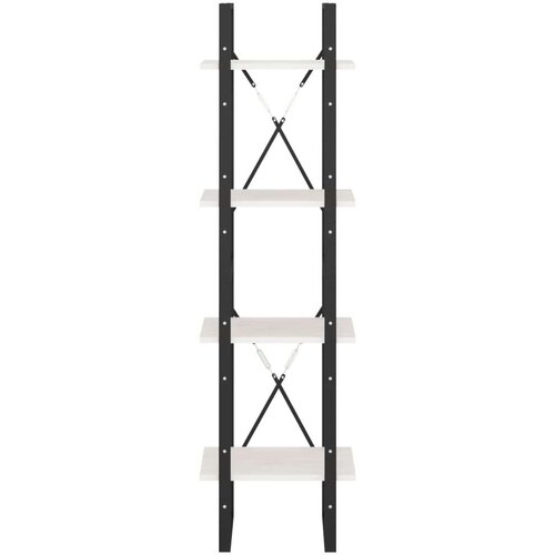 VidaXL Knjižna omara 4-nadstropna bela 40x30x140 cm trdna borovina Slike