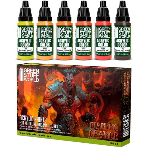 Green Stuff World Paint Set - Flaming Orange | Set Akrilnih Boja x6 Cene