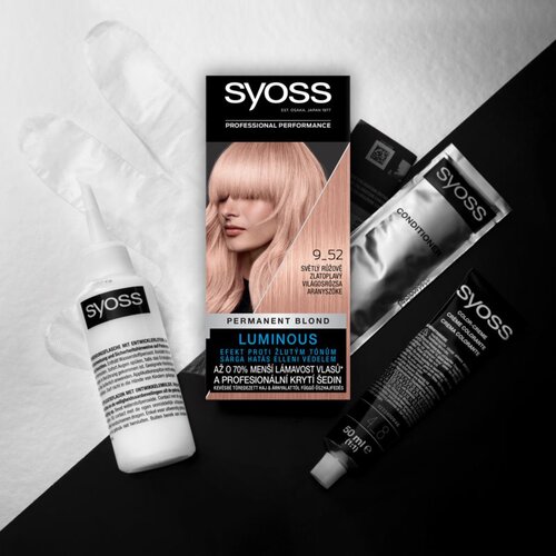 Syoss Permanent Coloration Permanent Blond trajna barva za lase 50 ml odtenek 9-52 Light Rose Gold Blond Slike
