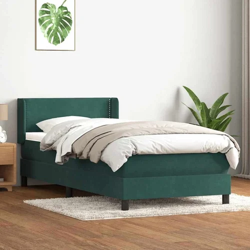 Box spring postelja z vzmetnico temno zelena 80x220 cm žamet, (21792685)