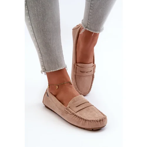 PM1 Women's Beige Faux Suede Loafers Rerceria