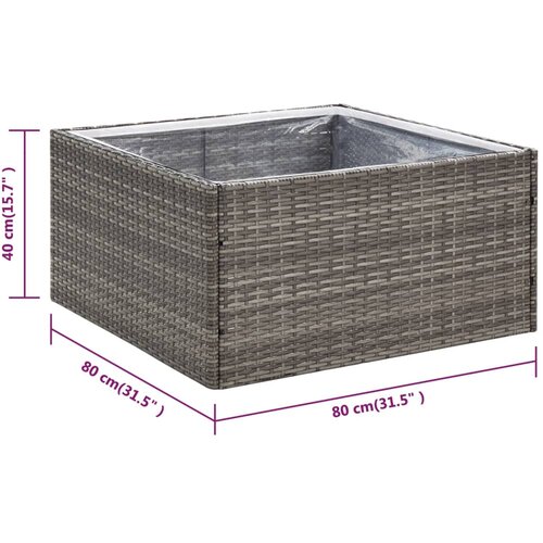  Vrtna sadilica siva 80 x 80 x 40 cm od poliratana Slike