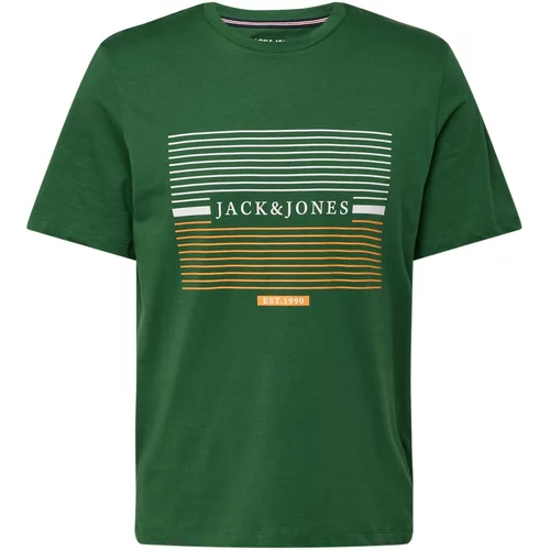 Jack & Jones Majica 'CYRUS' tamno zelena / svijetlonarančasta / bijela