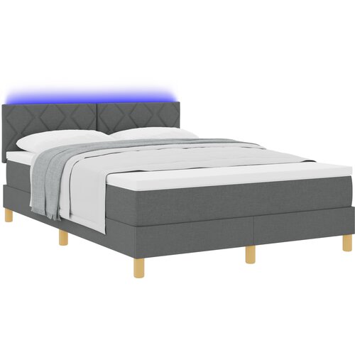 vidaXL Box Spring Krevet s madracem & LED Tamno siva 140x190 cm Tkanina Cijene